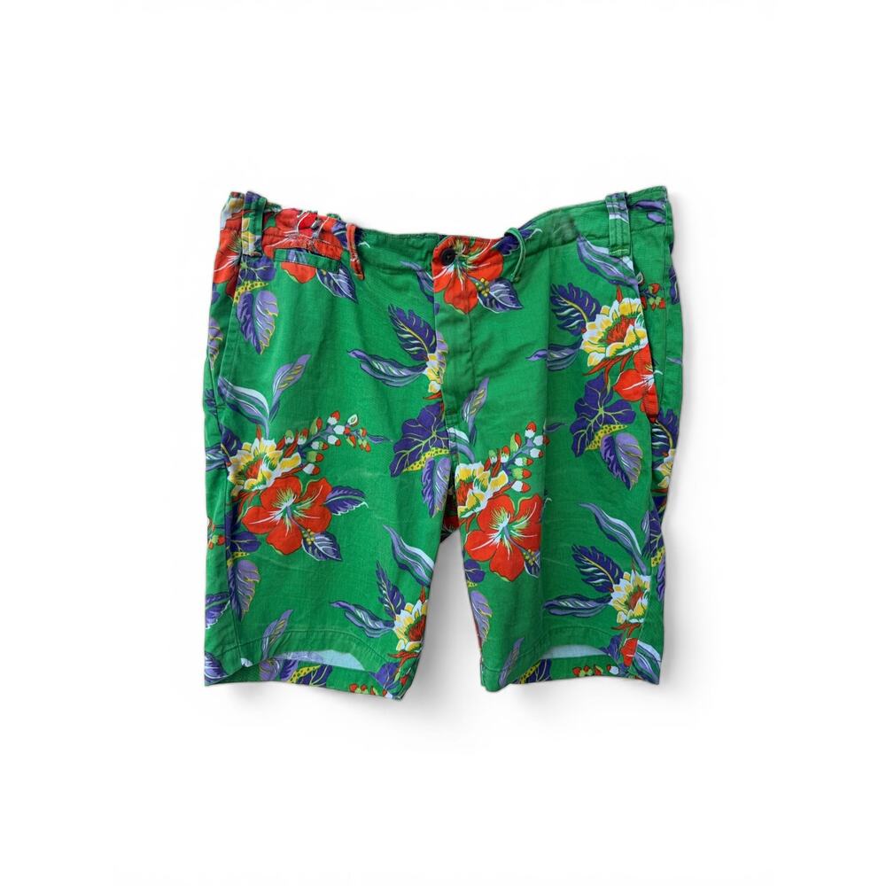 Polo Ralph Lauren Floral Shorts Mens 38 Green Hawaiian Cotton